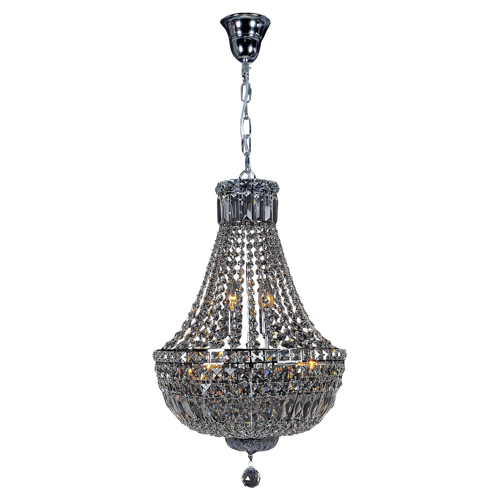 Classique Small 40cm 5 Light Basket Crystal Glass Chandelier, Chrome