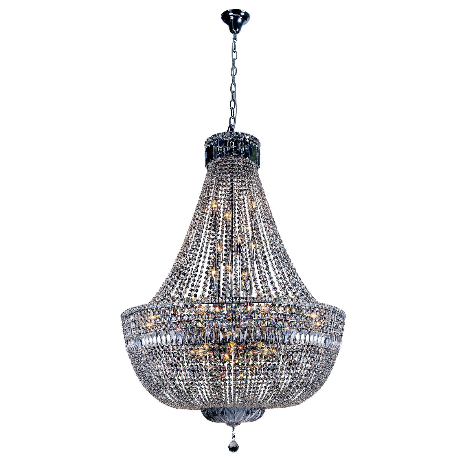 Classique Grand 100cm 27 Light Basket Crystal Glass Chandelier, Chrome