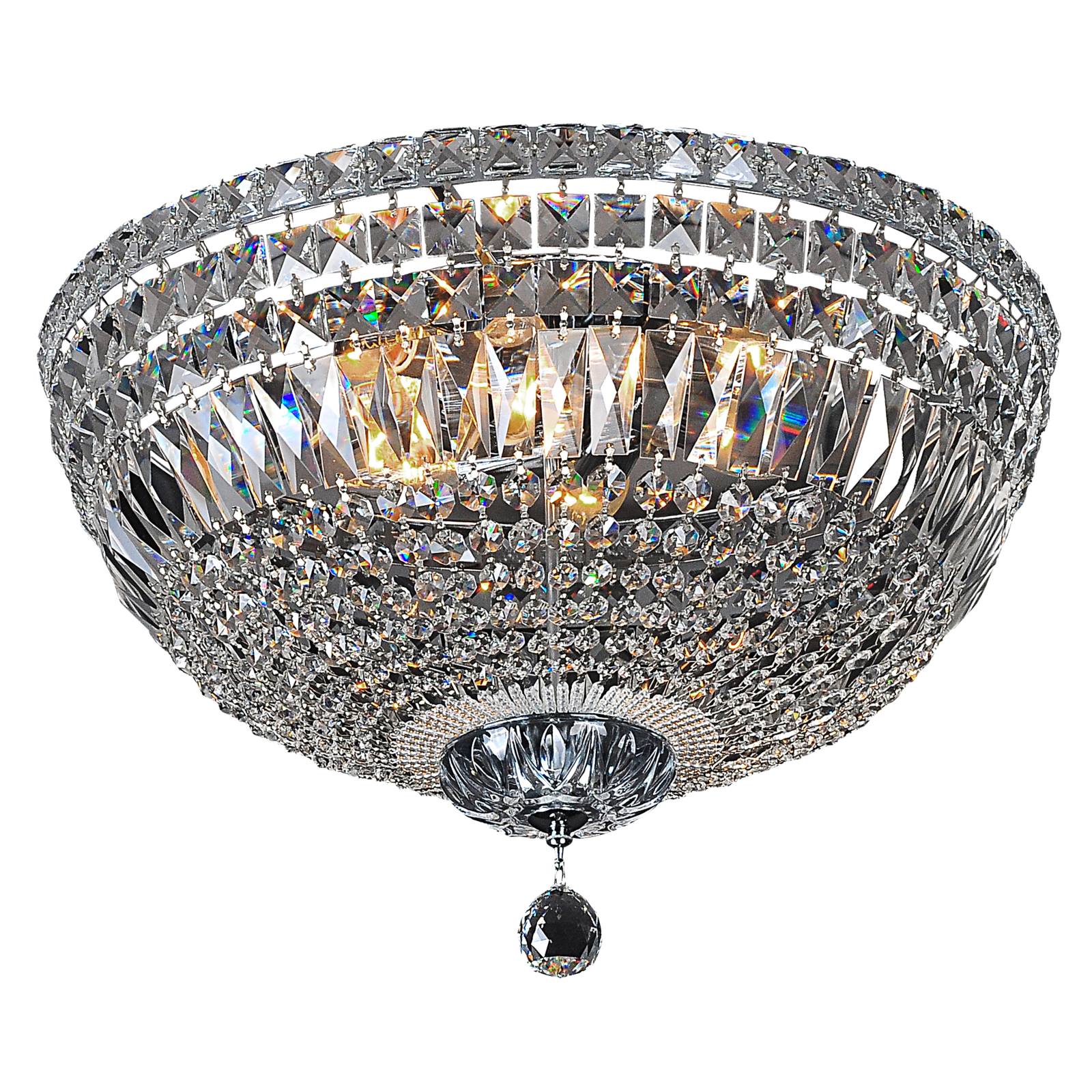 Classique Medium 40cm Flush 5 Light Crystal Glass Chandelier, Chrome
