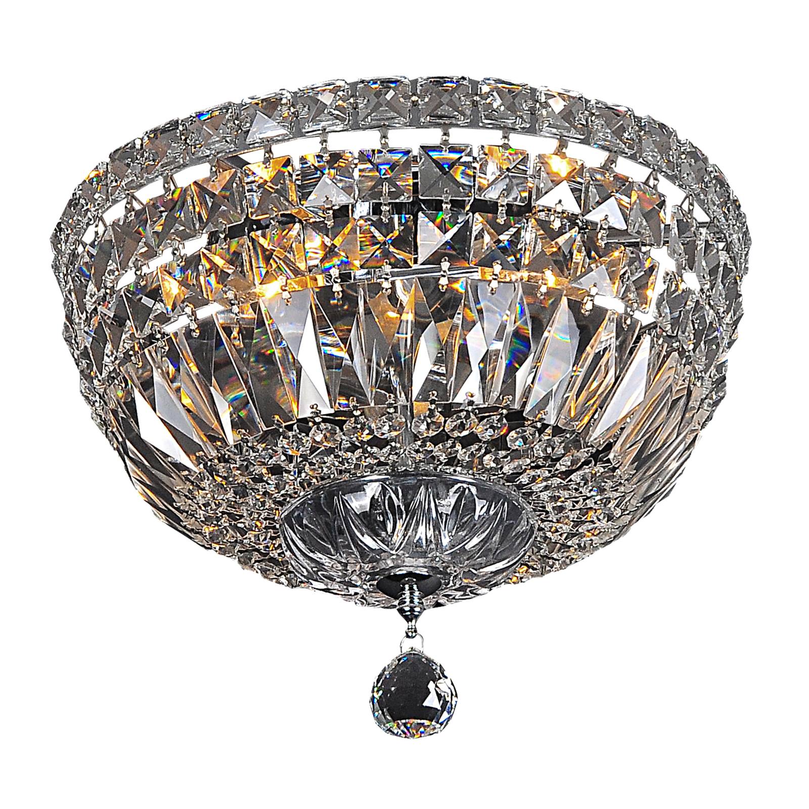 Classique Small 30cm Flush 3 Light Crystal Glass Chandelier, Chrome