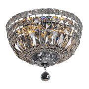 Classique Small 30cm Flush 3 Light Crystal Glass Chandelier, Chrome