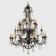 Louis 15th 24 Light Crystal Glass Chandelier, Bronze