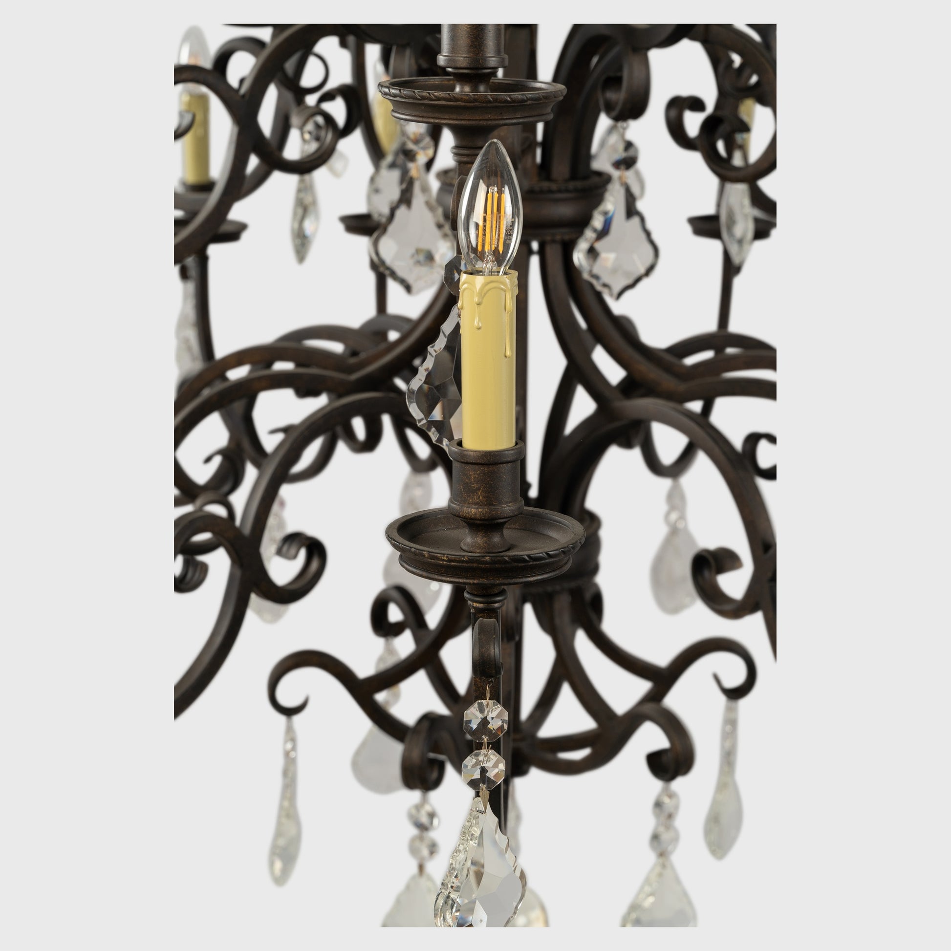 Louis 15th 24 Light Crystal Glass Chandelier, Bronze