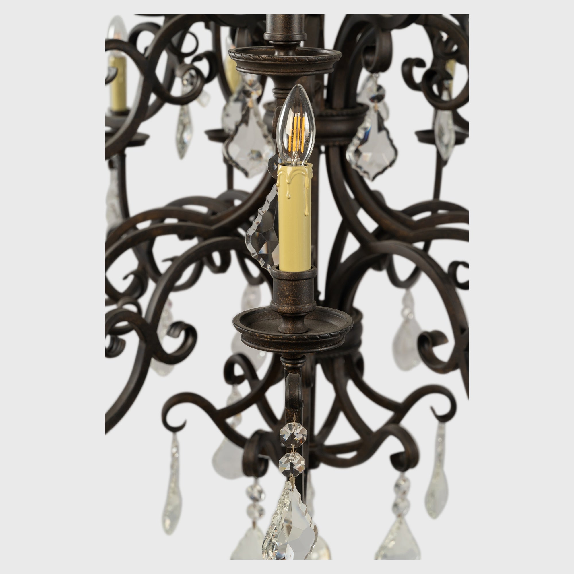 Louis 15th 24 Light Crystal Glass Chandelier, Bronze