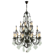 Louis 15th 24 Light Crystal Glass Chandelier, Bronze