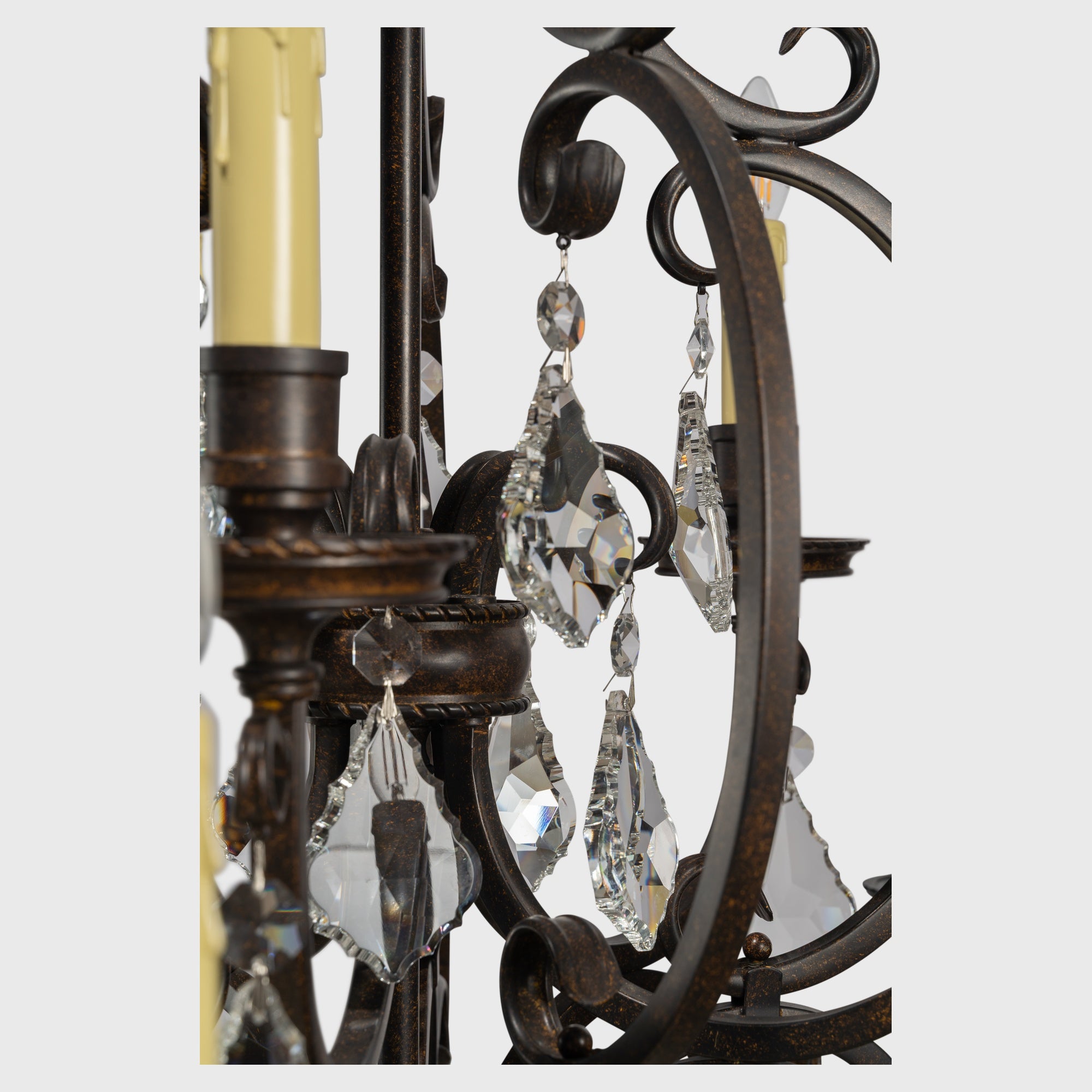Louis 15th 15 Light Crystal Glass Chandelier, Bronze