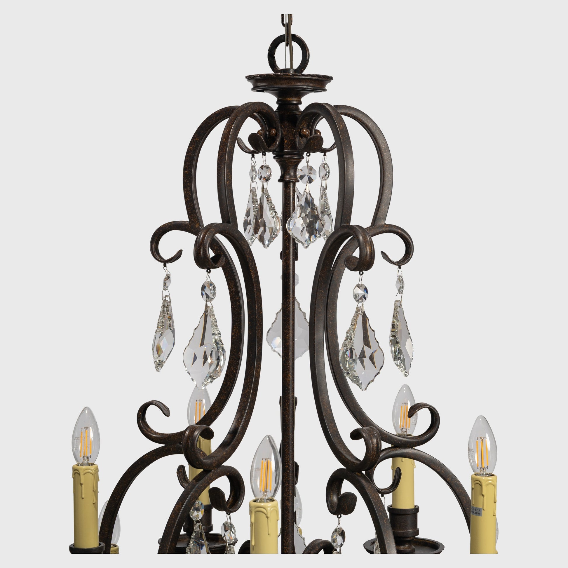 Louis 15th 15 Light Crystal Glass Chandelier, Bronze