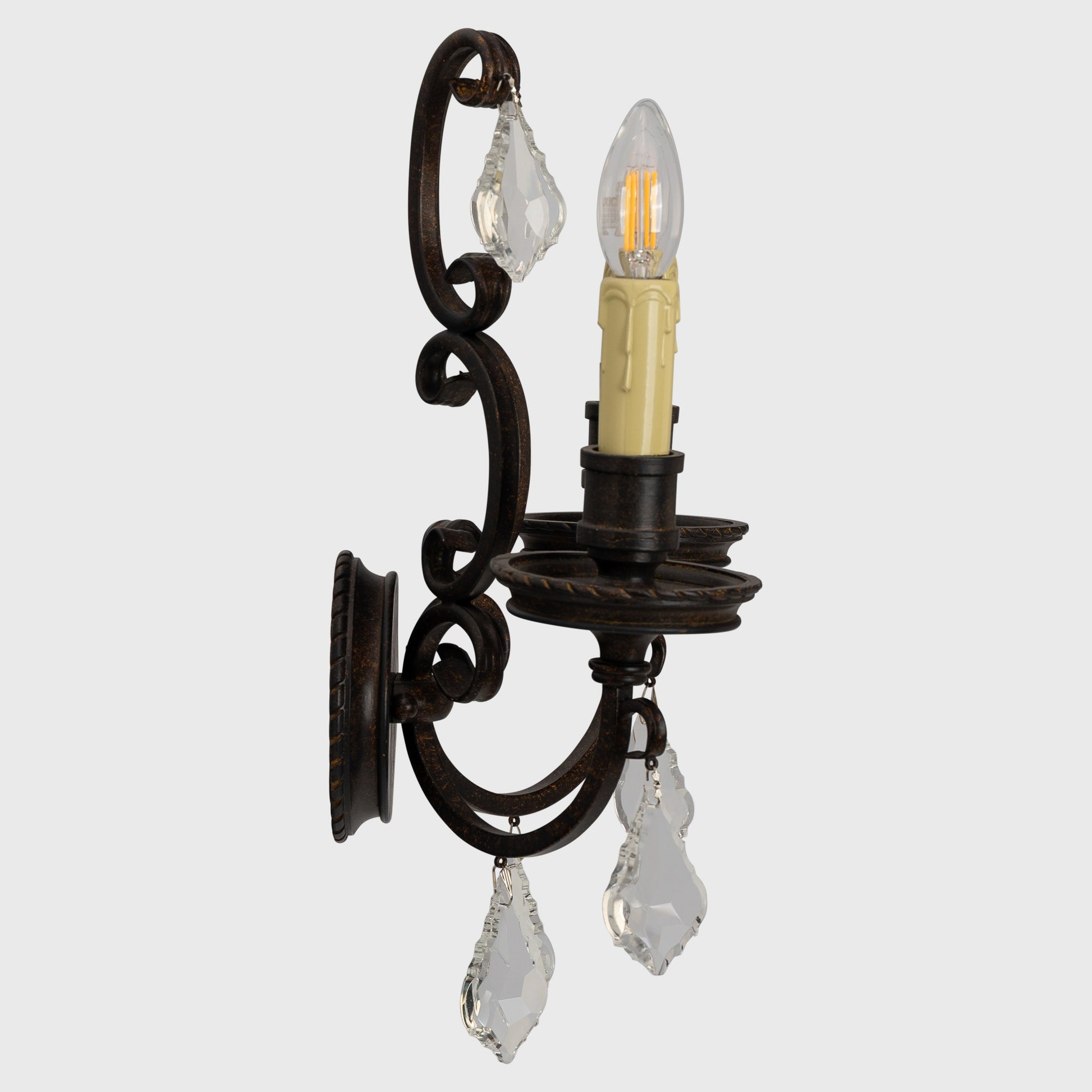 Louis 15th 2 Light Crystal Glass Wall Bracket, Bronze