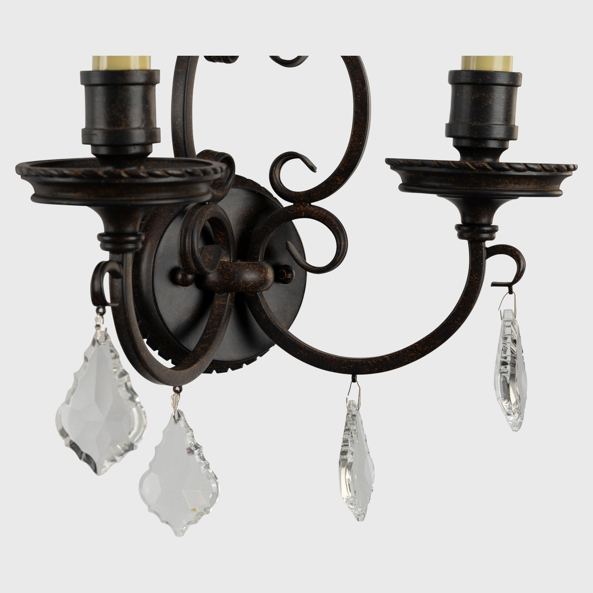 Louis 15th 2 Light Crystal Glass Wall Bracket, Bronze