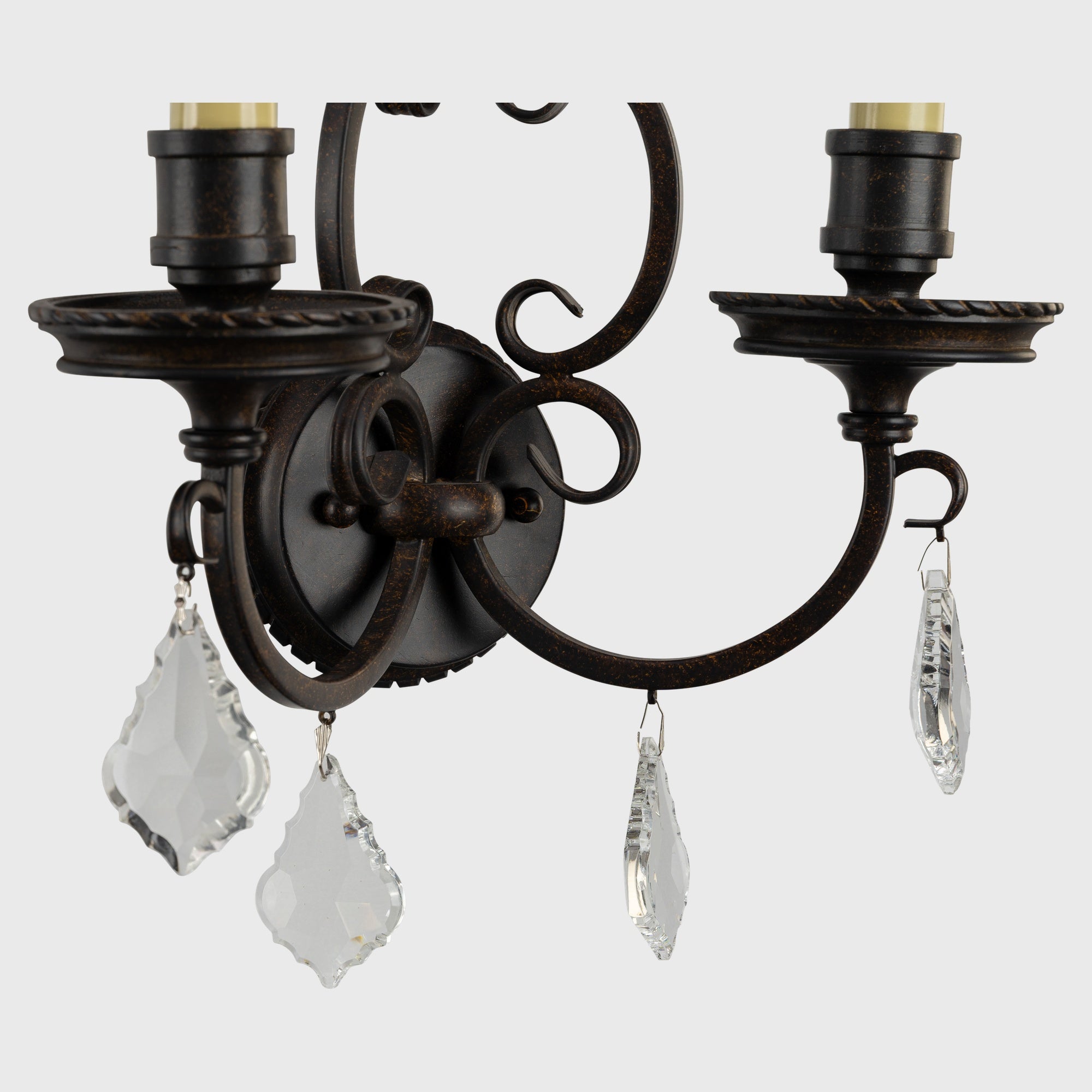 Louis 15th 2 Light Crystal Glass Wall Bracket, Bronze