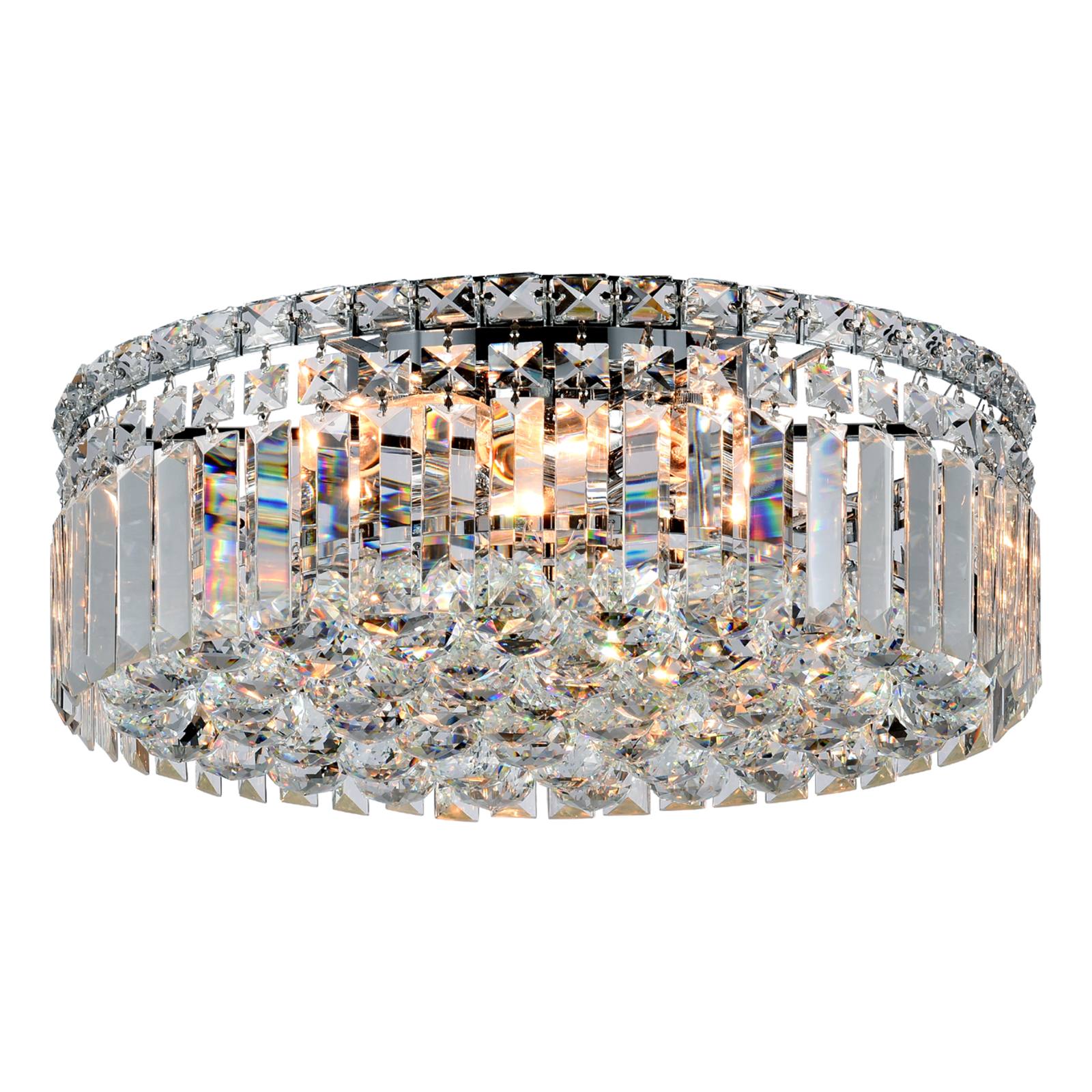 Rotondo Medium 40cm Flush 5 Light Crystal, Glass Chrome