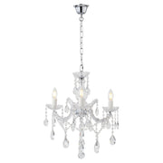 Zurich 3 Light Crystal Glass Chandelier, Chrome