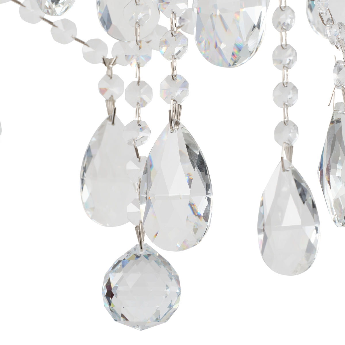 Zurich 3 Light Crystal Glass Chandelier, Chrome