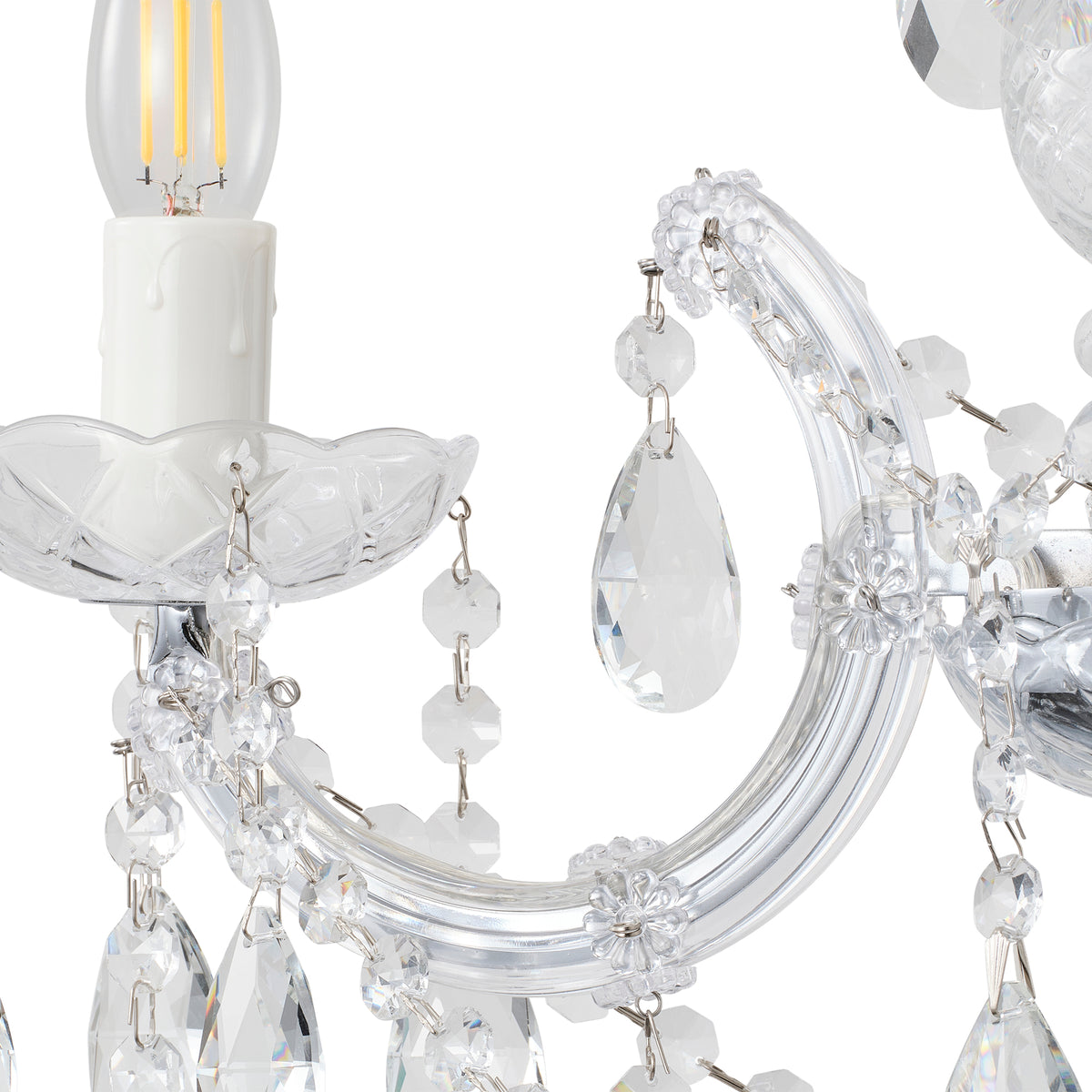 Zurich 3 Light Crystal Glass Chandelier, Chrome