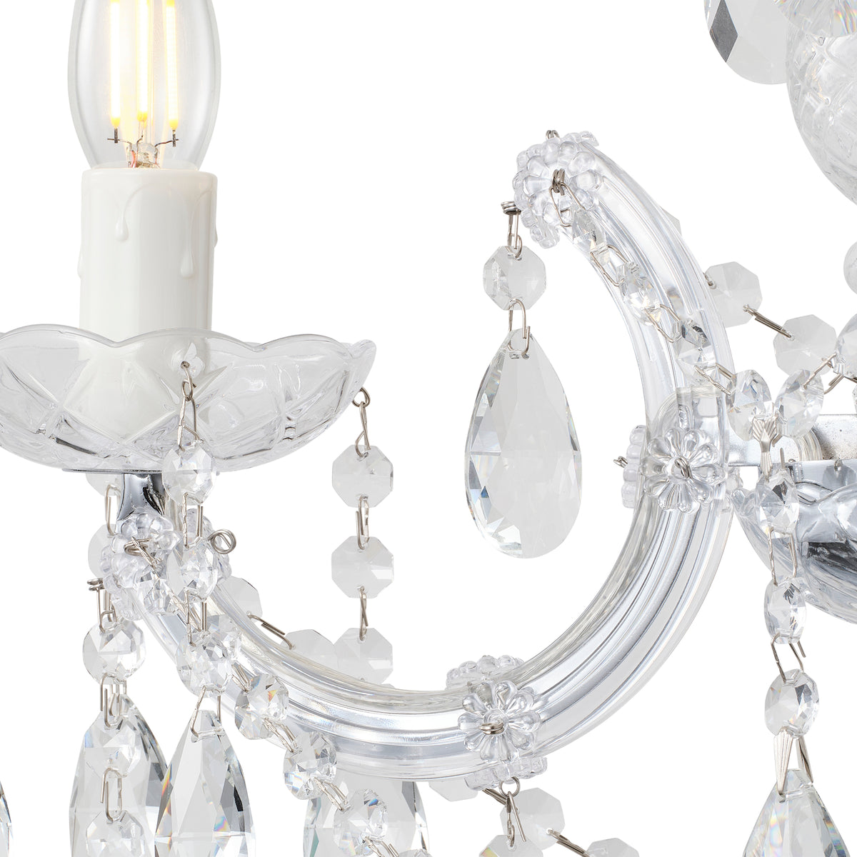 Zurich 3 Light Crystal Glass Chandelier, Chrome