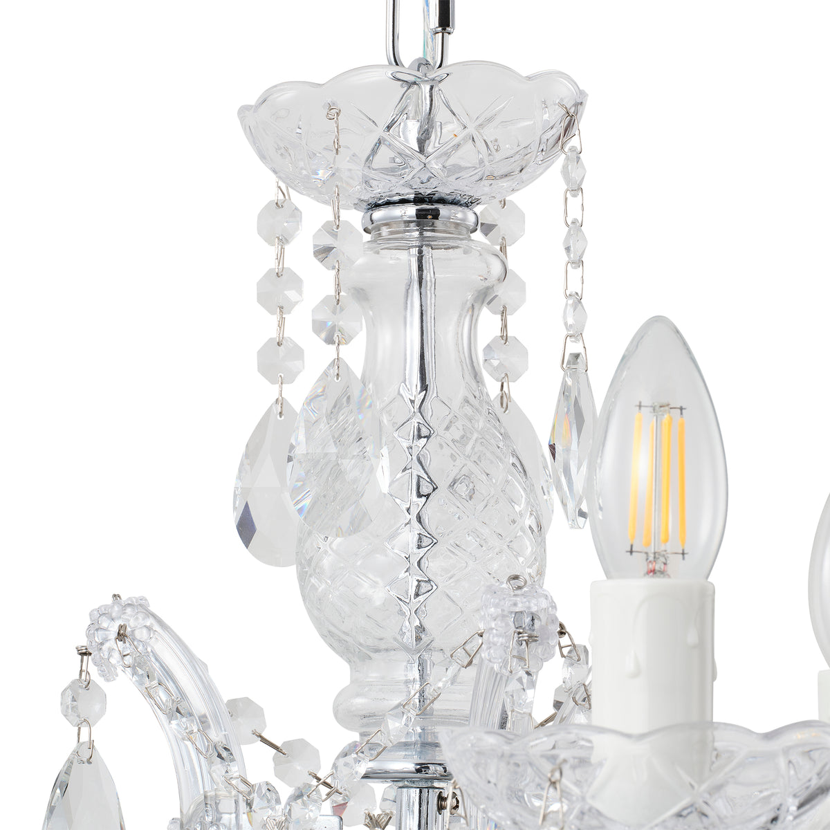 Zurich 3 Light Crystal Glass Chandelier, Chrome