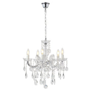Zurich 5 Light Crystal Glass Chandelier, Clear Chrome