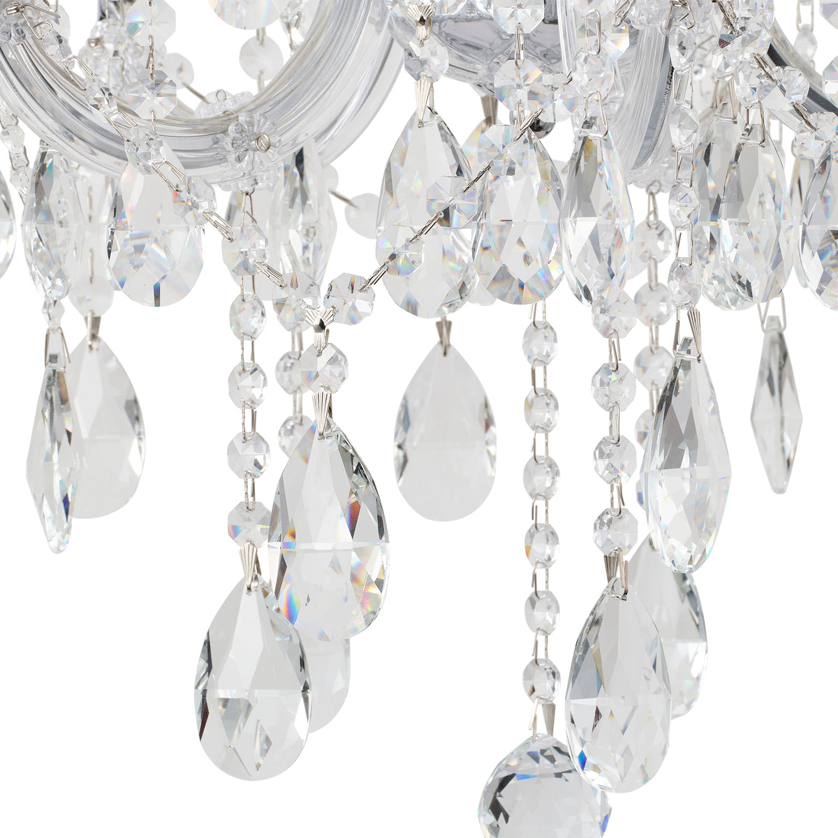 Zurich 5 Light Crystal Glass Chandelier, Clear Chrome