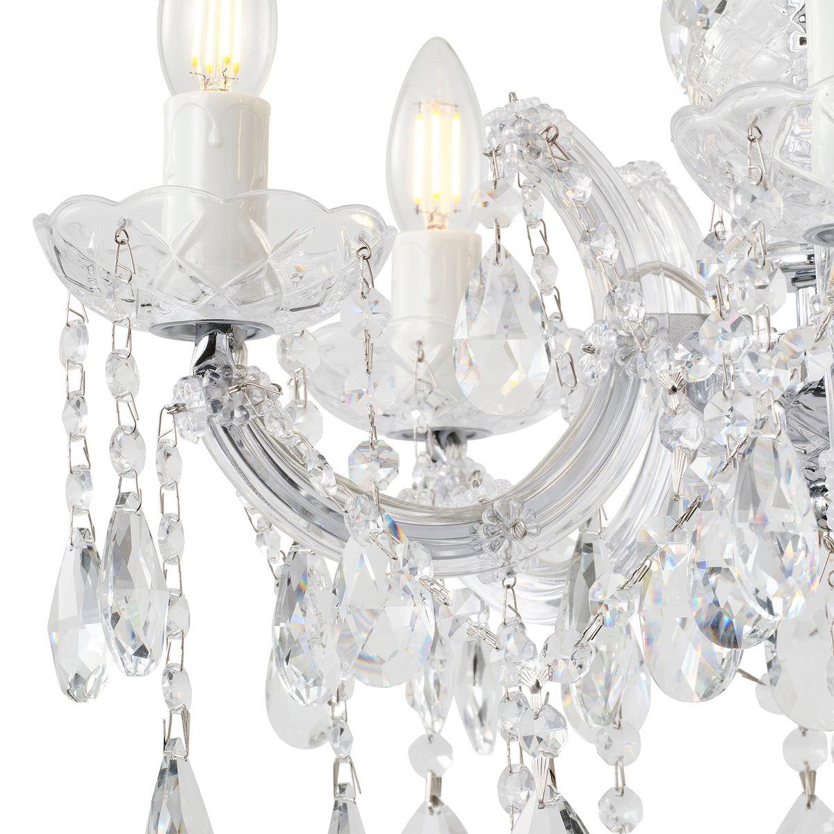 Zurich 5 Light Crystal Glass Chandelier, Clear Chrome