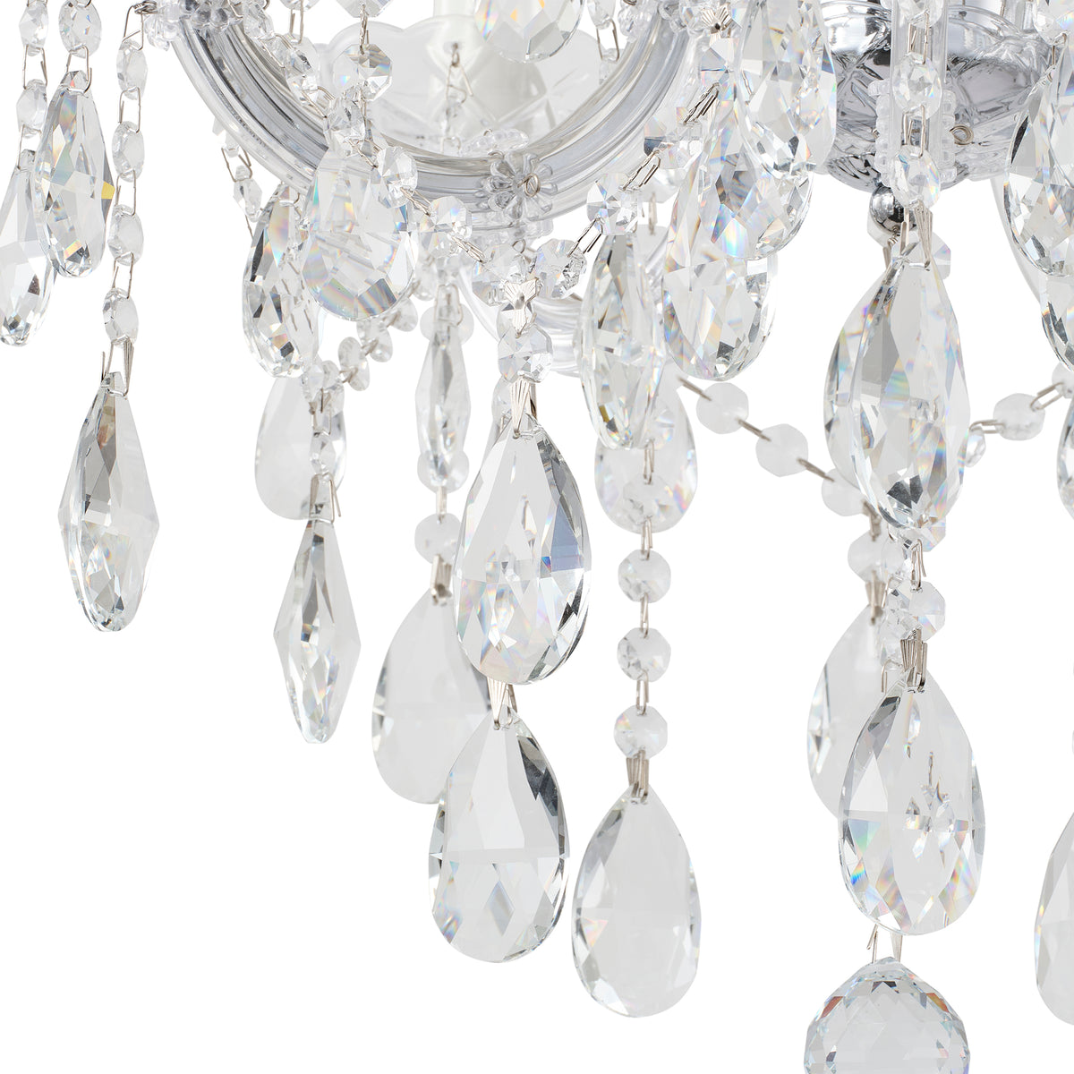 Zurich 5 Light Crystal Glass Chandelier, Clear Chrome