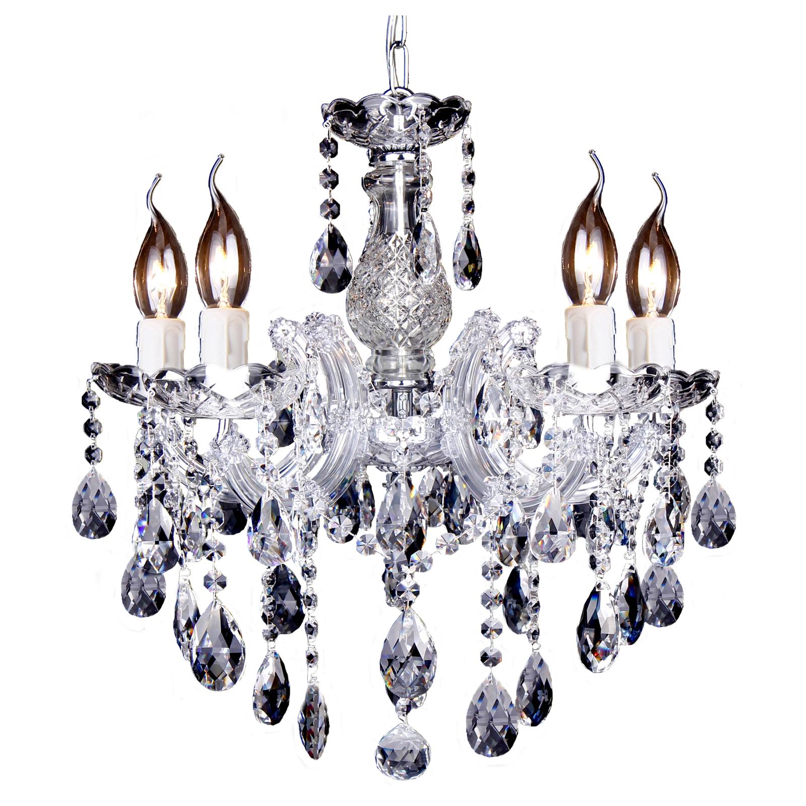 Zurich 5 Light Crystal Glass Chandelier, Clear Chrome
