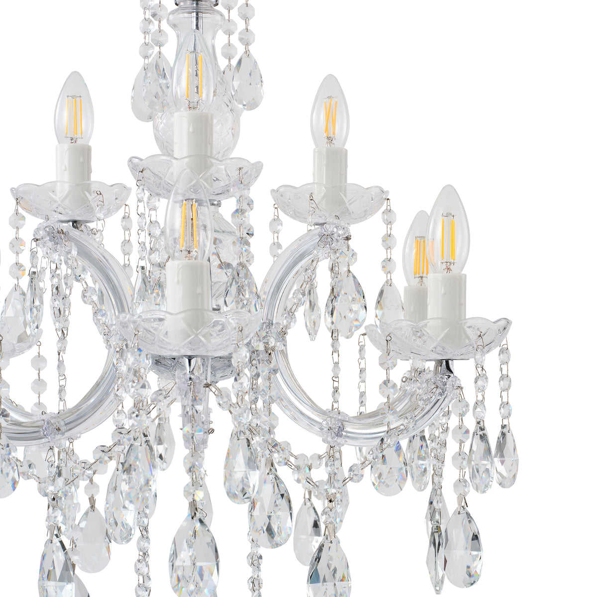 Zurich 9 Light Crystal Glass Chandelier, Clear Chrome