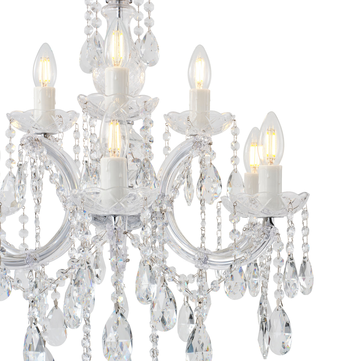 Zurich 9 Light Crystal Glass Chandelier, Clear Chrome