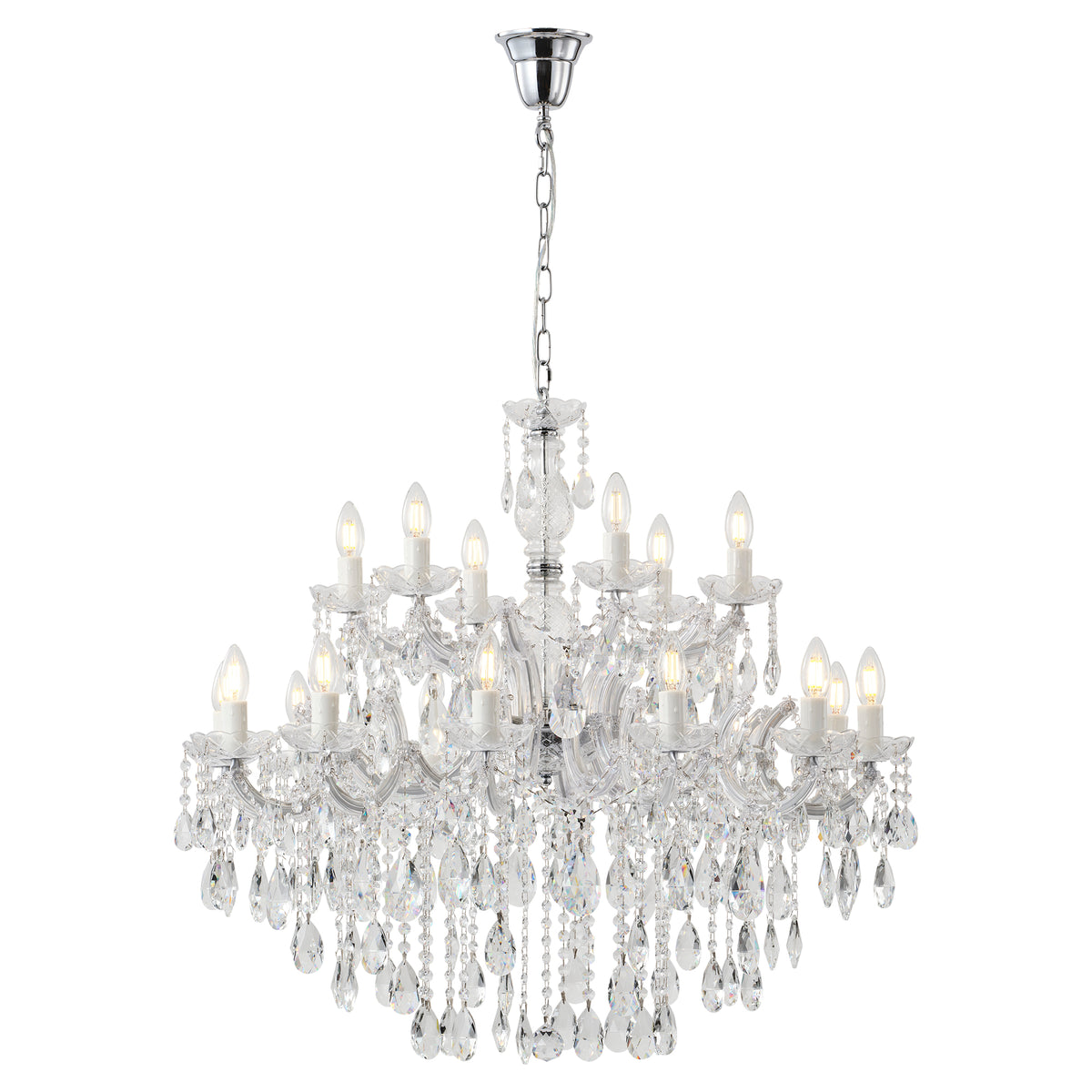 Zurich 18 Light Chandelier, Clear Chrome