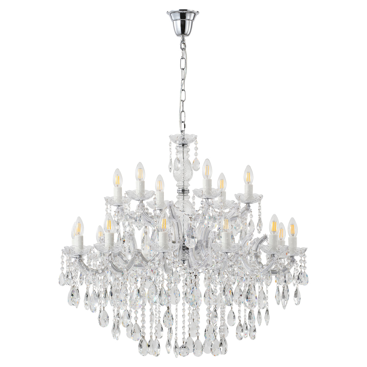 Zurich 18 Light Chandelier, Clear Chrome