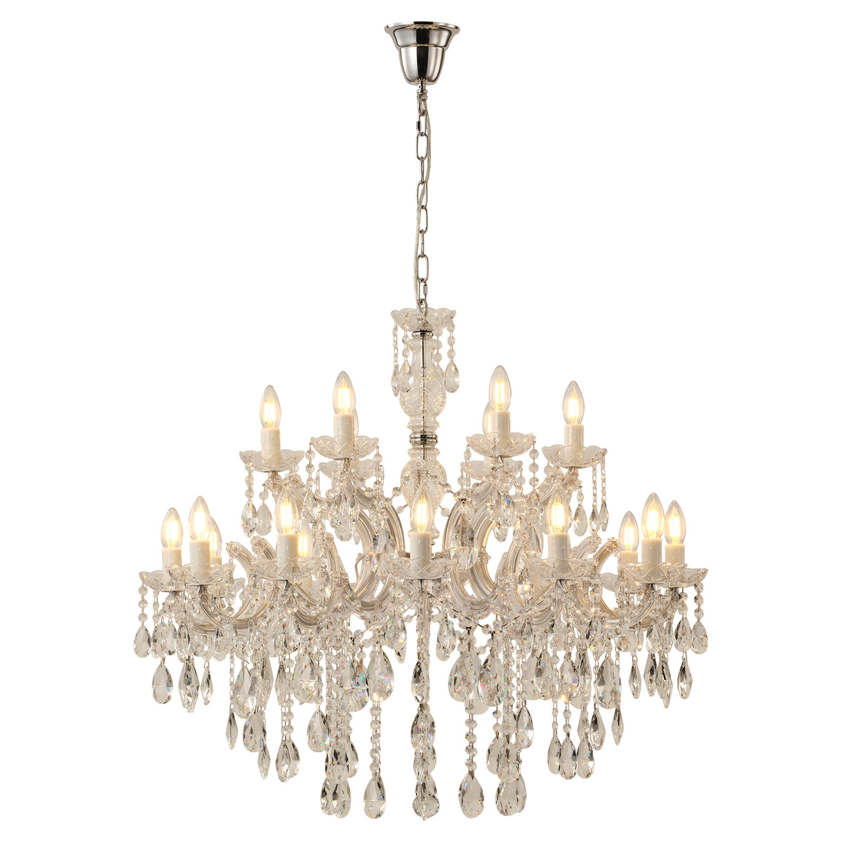 Zurich 18 Light Chandelier, Clear Chrome