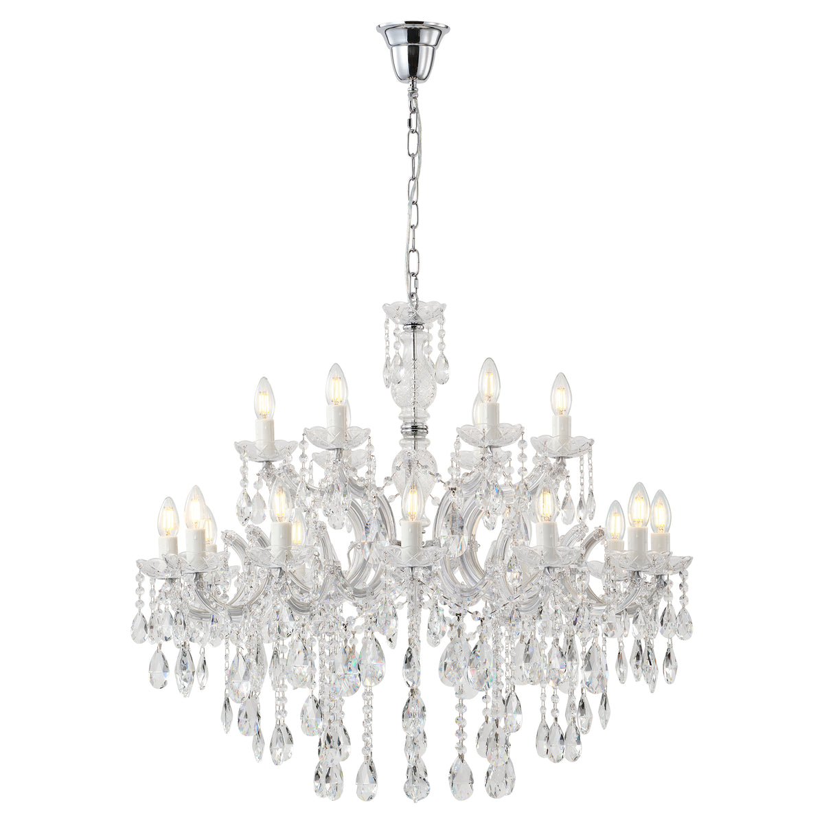 Zurich 18 Light Chandelier, Clear Chrome