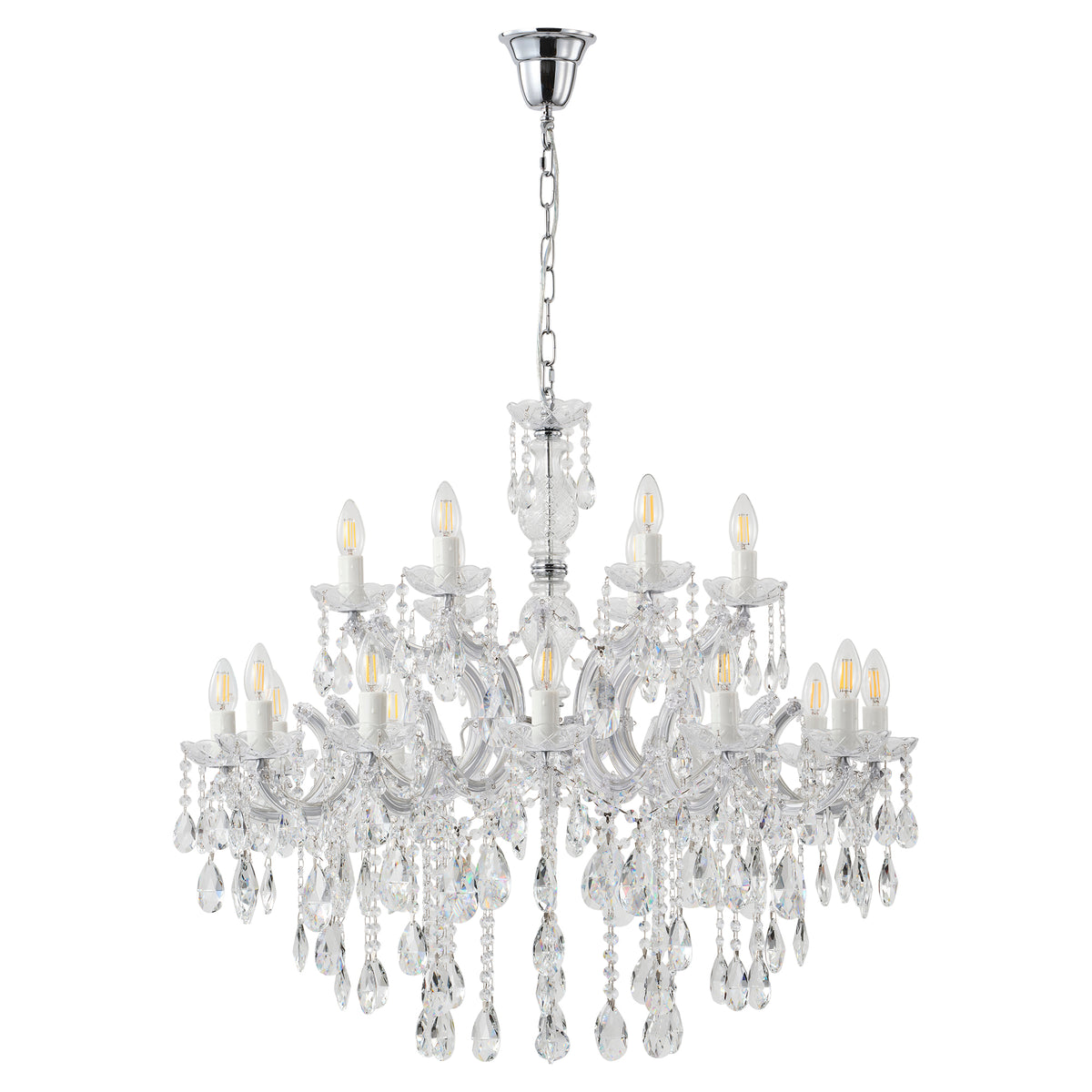 Zurich 18 Light Chandelier, Clear Chrome
