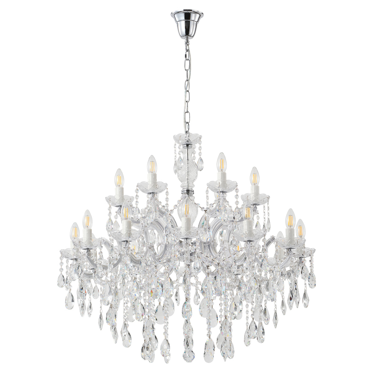 Zurich 18 Light Chandelier, Clear Chrome