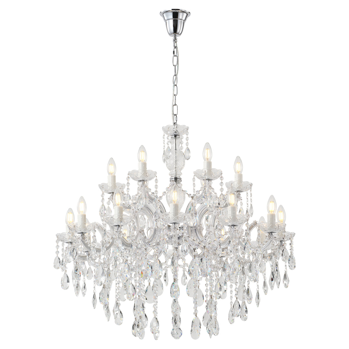 Zurich 18 Light Chandelier, Clear Chrome
