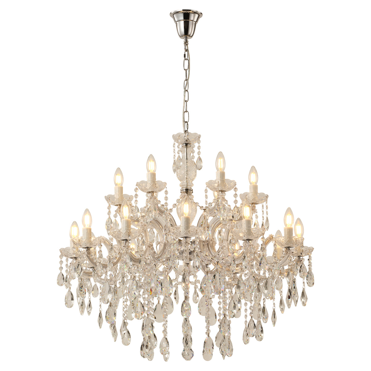 Zurich 18 Light Chandelier, Clear Chrome