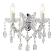 Zurich 2 Light Crystal Glass Wall Bracket, Chrome