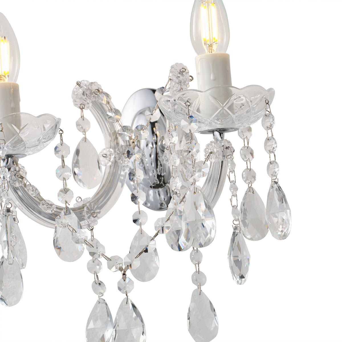 Zurich 2 Light Crystal Glass Wall Bracket, Chrome