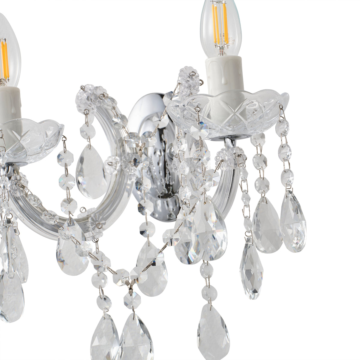 Zurich 2 Light Crystal Glass Wall Bracket, Chrome