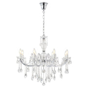 Zurich 8 Light Crystal Glass Chandelier, Chrome