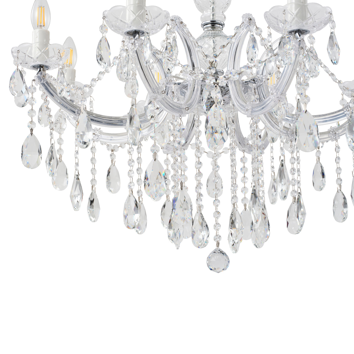 Zurich 8 Light Crystal Glass Chandelier, Chrome