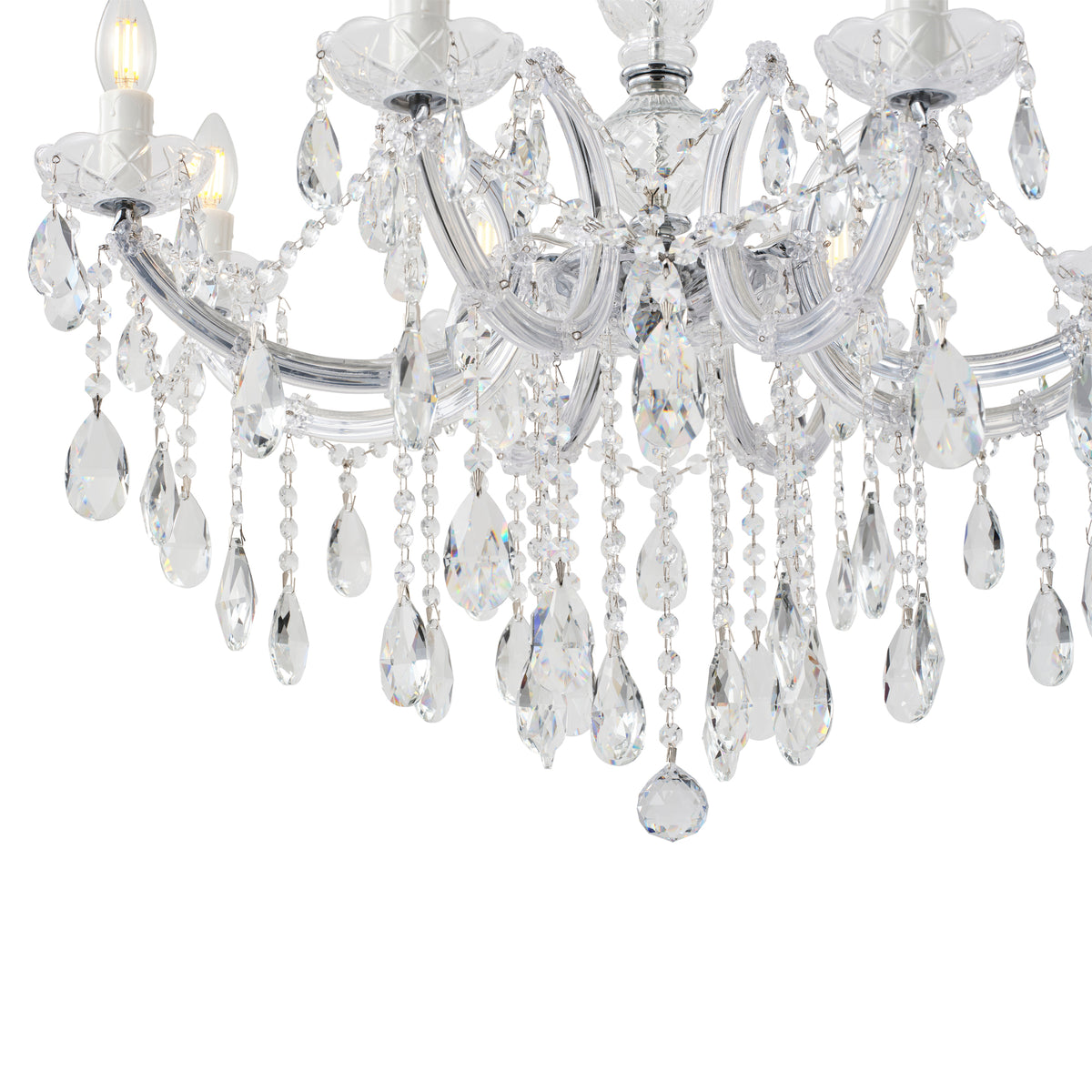 Zurich 8 Light Crystal Glass Chandelier, Chrome