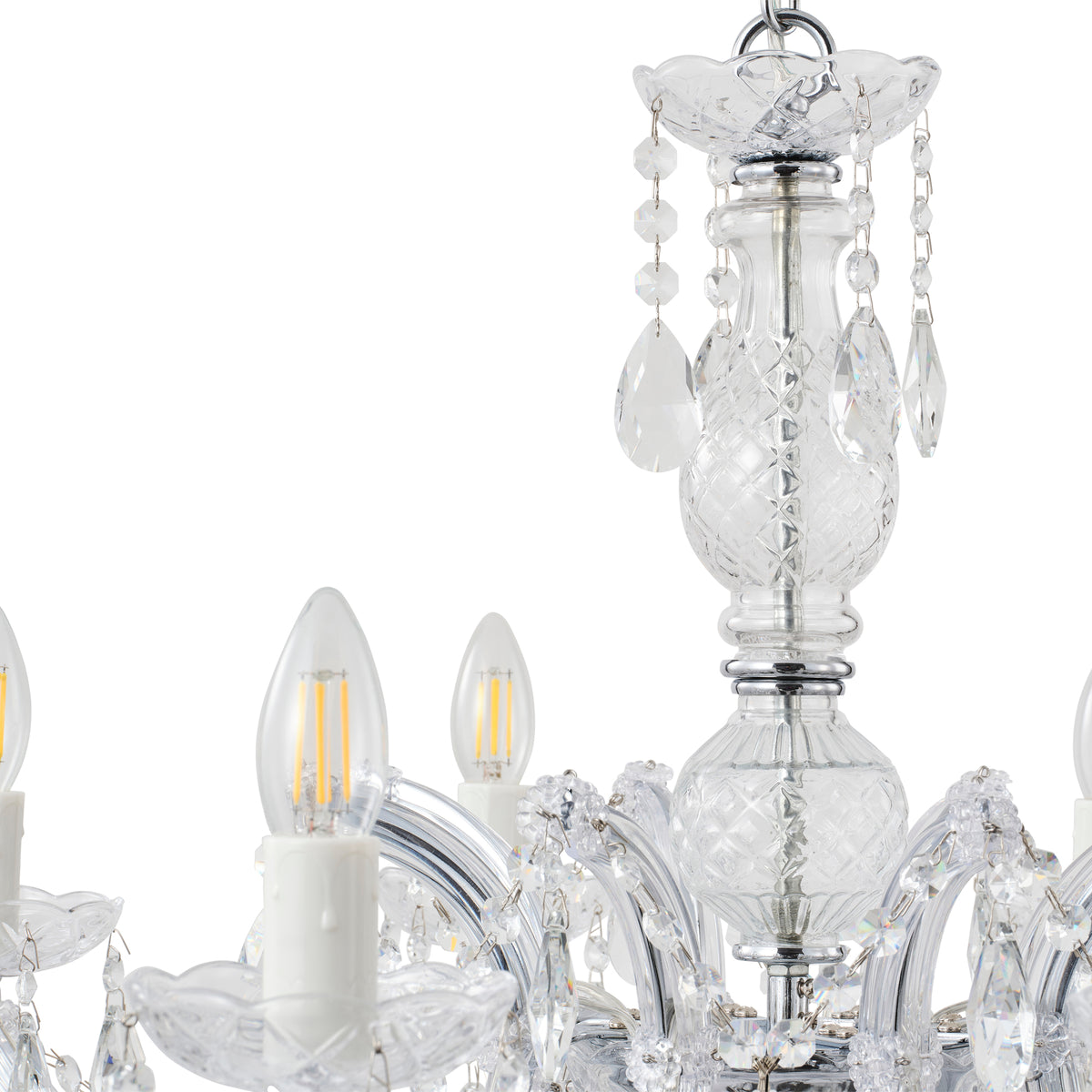 Zurich 8 Light Crystal Glass Chandelier, Chrome