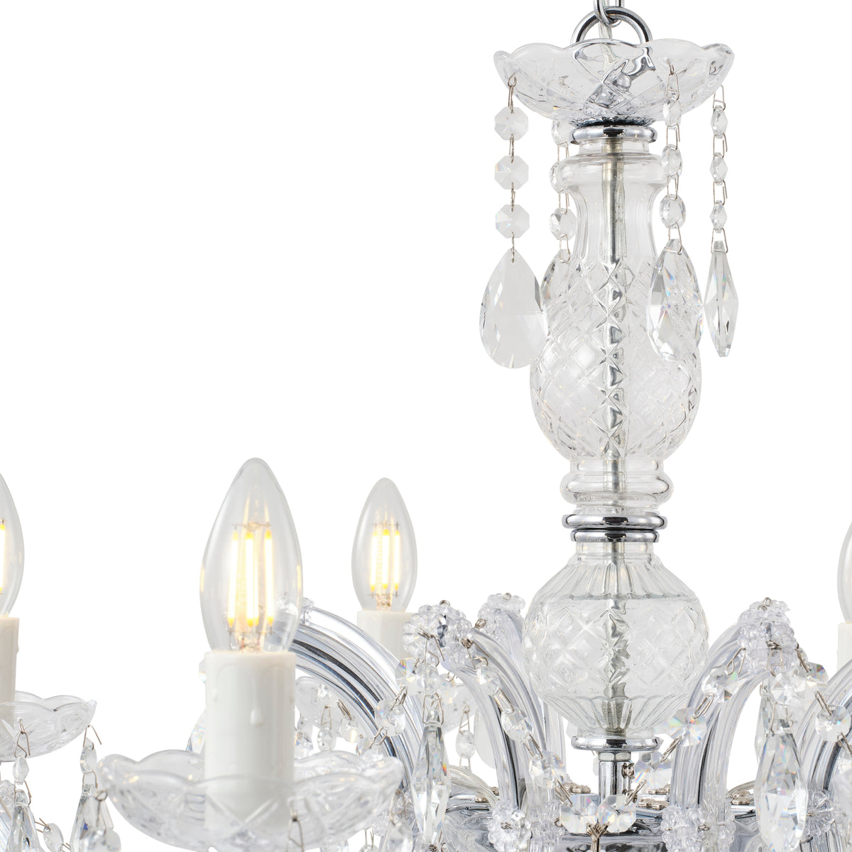 Zurich 8 Light Crystal Glass Chandelier, Chrome