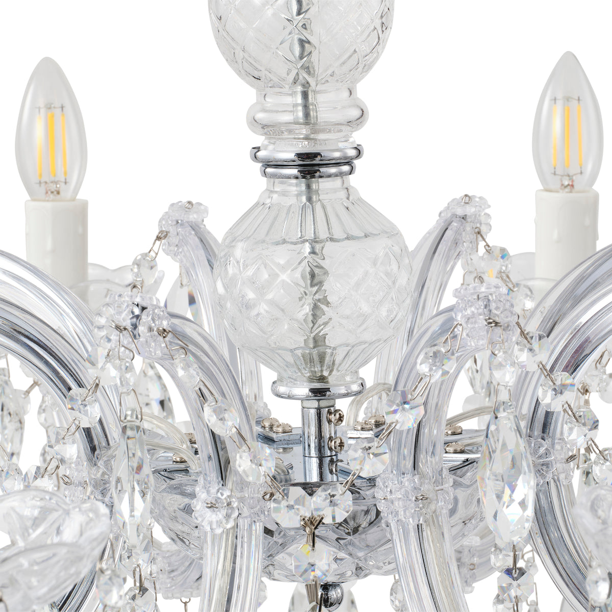 Zurich 8 Light Crystal Glass Chandelier, Chrome