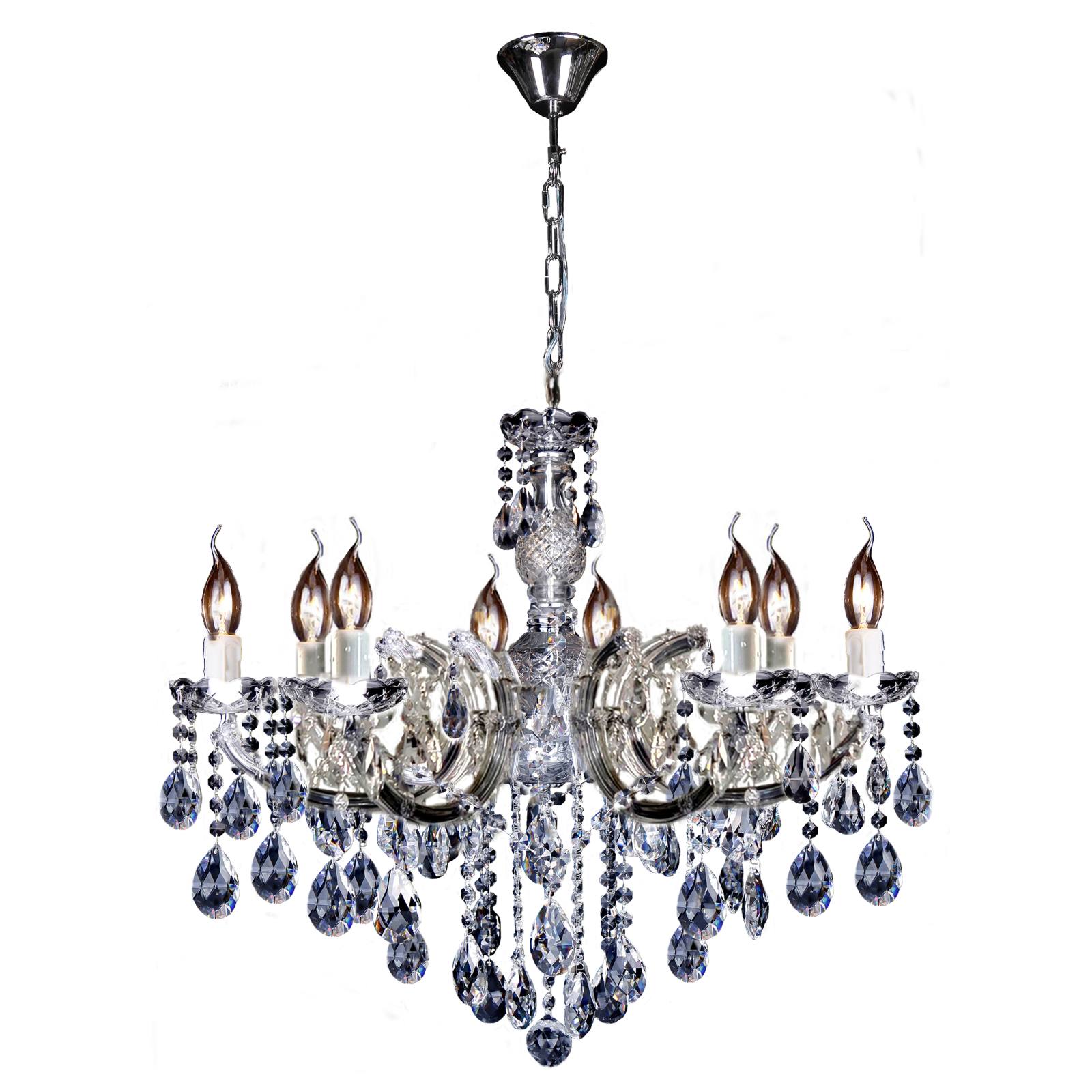 Zurich 8 Light Crystal Glass Chandelier, Chrome
