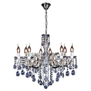 Zurich 8 Light Crystal Glass Chandelier, Chrome