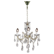 Zurich 3 Light Crystal Glass Chandelier, Gold