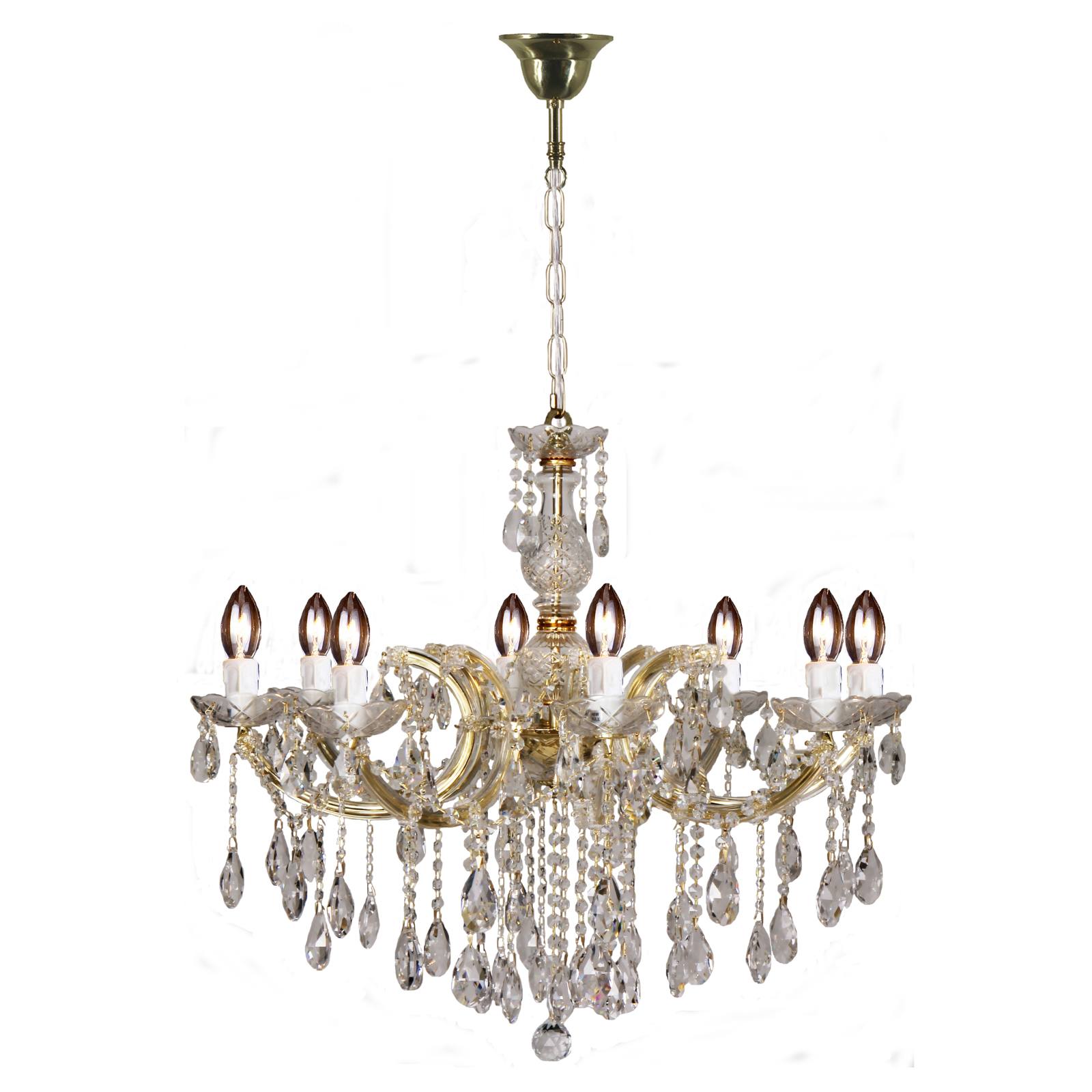 Zurich 8 Light Crystal Glass Chandelier, Gold
