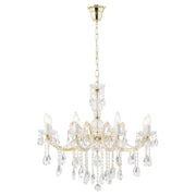 Zurich 8 Light Crystal Glass Chandelier, Gold
