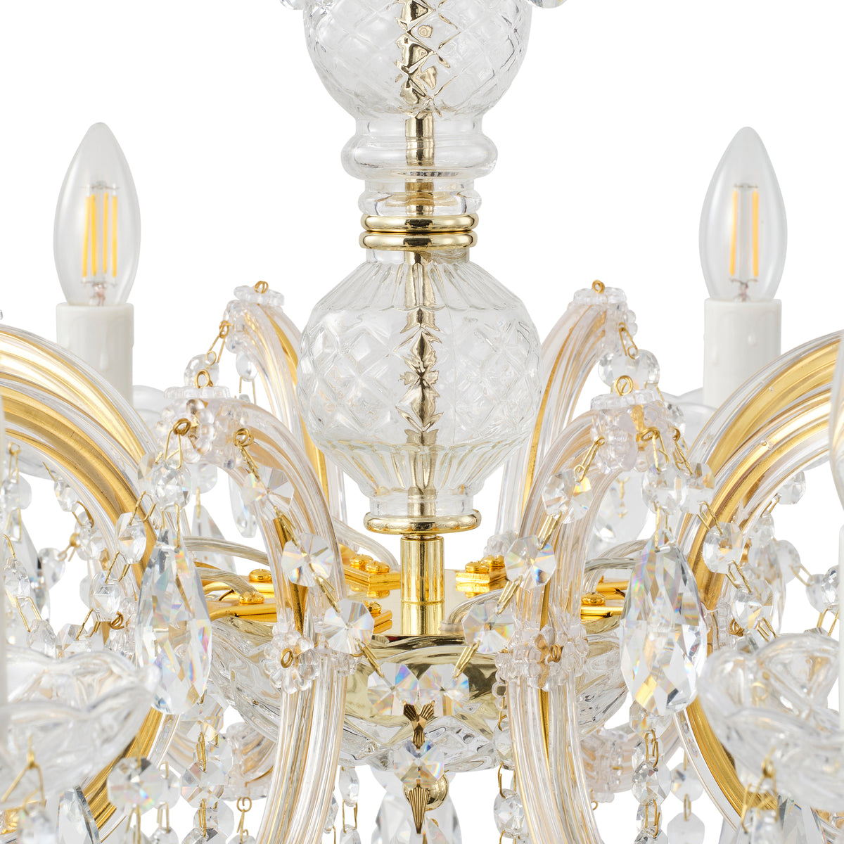 Zurich 8 Light Crystal Glass Chandelier, Gold